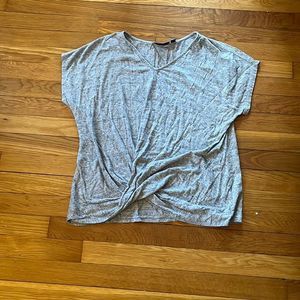 Gray tie knot blouse